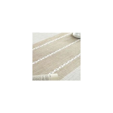 Nappe Coton et Lin avec Poche Latérale de Rangement Nappe Rectangulaire Anti Tache Nappe Table Basse Nappe de Table pour Salon, Jardin, 60x160cm