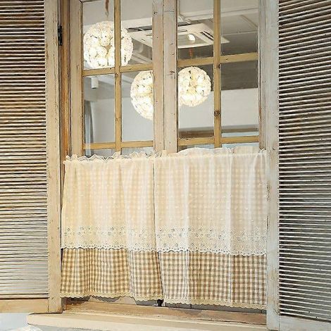 Rideaux courts à carreaux Buffalo pour salle de bain, cuisine ou café, dimensions 115 x 75 cm. (1/5)