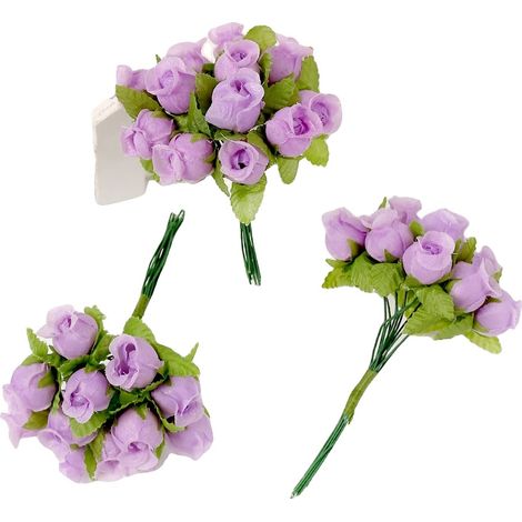 Fiori artificiali, mini bouquet di rose, decorazioni per la casa, 06, 12 pezzi-d (1/2)