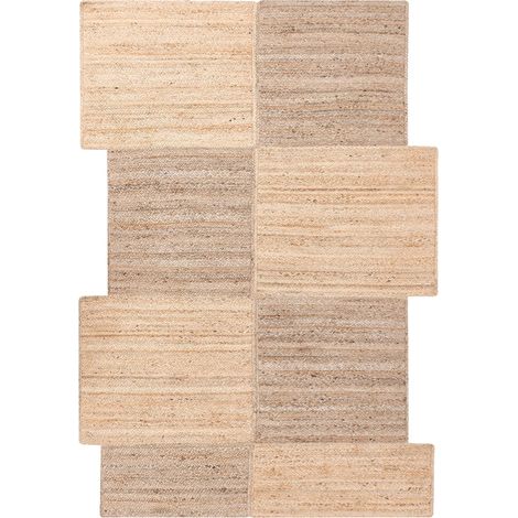 Tappeto in juta asimmetrico 160 x 230 cm intrecciato in stile rustico per soggiorno e camera da letto beige Sangli (1/5)
