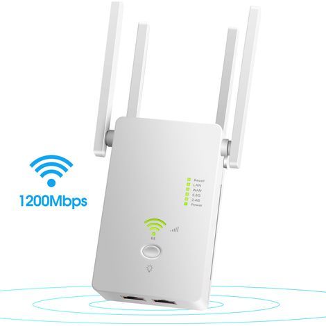L'amplificateur de signal d'extension de portée WiFi couvre jusqu'à 2640 pieds carrés et 25 appareils, répéteur WiFi double bande jusqu'à 1200 Mbps avec port Ethernet Booster Internet pour la maison (1/5)