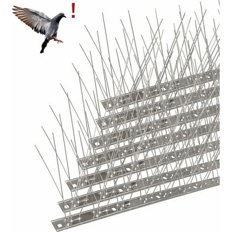 Paquete de 20 clavos antipalomas de acero inoxidable - 6,6 metros de largo - repelente de aves altamente eficaz - fácil de instalar en ventanas y balcones. (1/5)