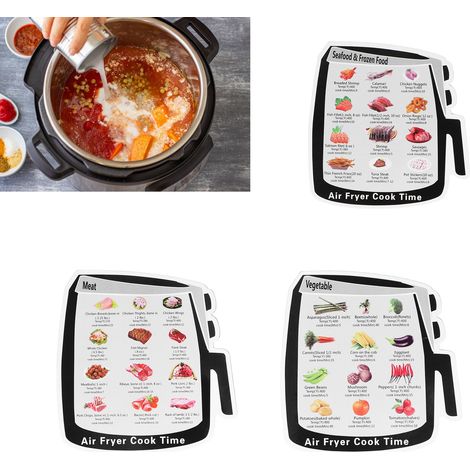 Guide magnétique de cuisine (lot de 3) : temps de cuisson des légumes, viandes, fruits de mer et aliments surgelés (référence 1). (1/5)