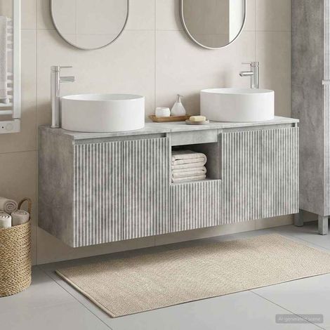 vidaXL Bathroom Cabinet Set 3 pcs Concrete Grey 49.5 x 44.5 x 65.5 cm (1/5)