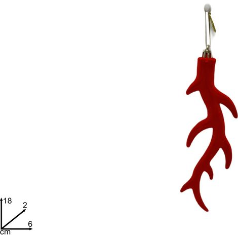 1 Pezzo Decorazione Albero di Natale Natalizio Corno Renna in Velluto Rosso 18 cm