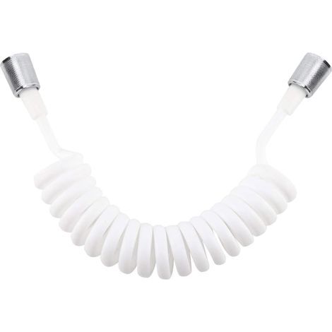 Flexible de Douche Télescopique 3M Blanc - Tuyau Rétractable en Mousse avec Bouchon Cuivre Universel pour Douchette, WC & Bidet Installation Rapide & Durable (1/5)