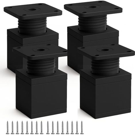Lot de 4 Pied Meuble Salle de Bain,Noir Pieds Carrés en Alliage d’Aluminium 40×50 mm,Pied de Meuble Réglable,Ajuste la Hauteur de Vos Meubles Jusqu’à 20 mm (1/5)