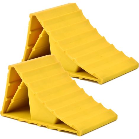 2PCS Cales de Niveau, Cales de Roue, 15.599cm, en HDPE Robuste, Capacité Max. 1,5 t, Sabot d’arrêt Automobile pour Véhicule Remorque Voiture Camping, Car Caravane, Bloque-Roue Cales de Frein (1/5)