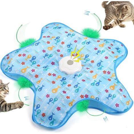 Juguete interactivo inteligente para mascotas, Interactivo inteligente, Plumas ocultas integradas y sonidos realistas de ratón, Azul (1/5)