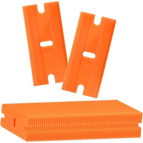 500 lames de rasoir en plastique, lames de grattoir à double tranchant, lames de rechange pour le nettoyage du verre (1/5)