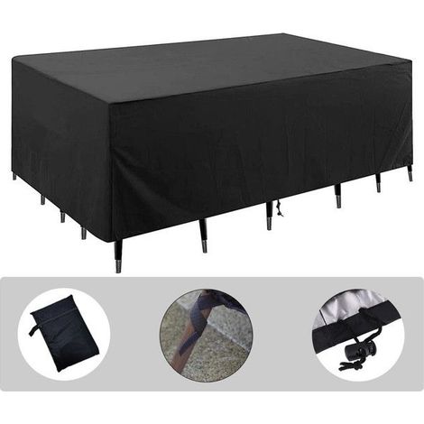 Housse pour mobilier de jardin - Housses pour mobilier de terrasse - Housses pour canapé et fauteuils - Housses pour table et chaises carrées - Noir - Polyester (1/5)