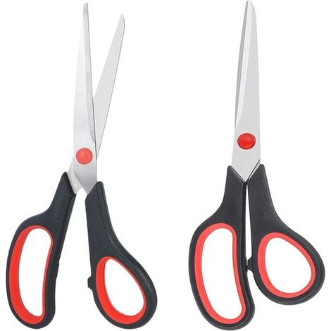Set mit zwei Edelstahlscheren, 21 cm – Ultrascharfe Klingen – Ergonomische Griffe – Langlebig und geeignet für Büro, Schule und Zuhause – Beidhändig verwendbar