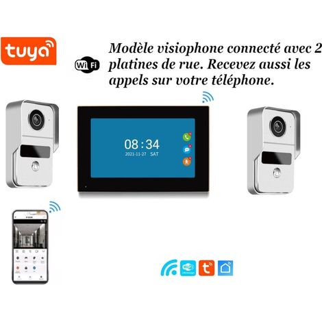 Visiophone double platine de rue connecté pour maison à 2 entrées (1/4)