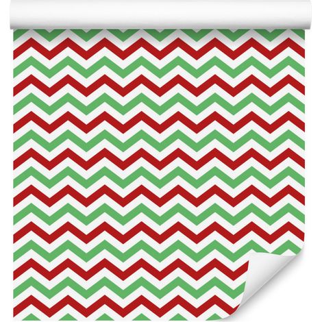 Papier peint à motifs zigzag corail et menthe pour salon et chambre 50x1000 cm (1/5)