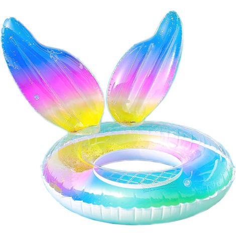 Bouée gonflable en forme de queue de sirène, transparente, pour adultes et enfants, pour piscine et plage.-AquaForge (1/5)