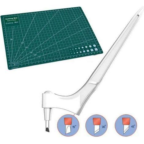 Couteau artisanal, manche de couteau artisanal blanc + 3 lames + plaque de gravure, outil de découpe à 360 degrés, outil de découpe artisanale, Scrapbook, acier inoxydable, découpe artisanale avec lam (1/5)