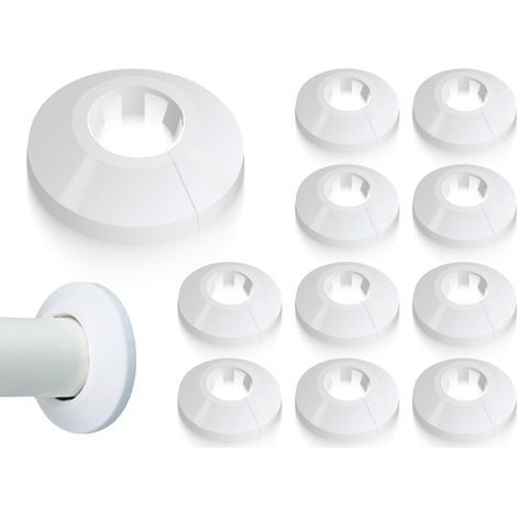 10 Heating Pipe Rosettes, White Plastic 17mm, Decorative Interior Pipe Cover (1/5)