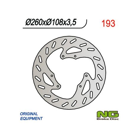 Disco de freno delantero NG Derbi, Gas Gas Cross, acero 260x108x3,5 mm