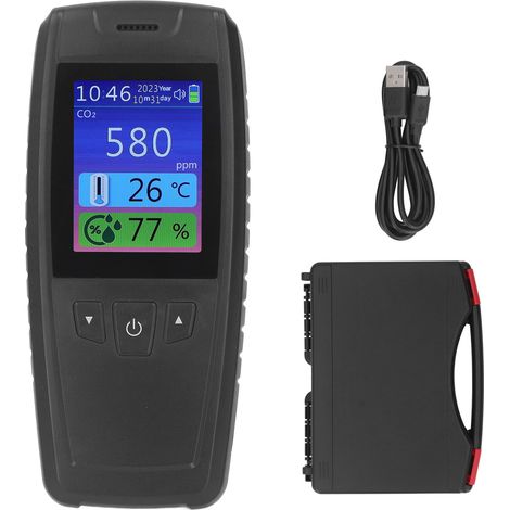 Détecteur de CO2 3-en-1 moniteur qualité d'air intérieur portable testeur de dioxyde de carbone température humidité