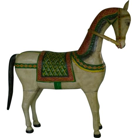 Pferd aus bemaltem Massivholz L34xPR200xH210 cm.