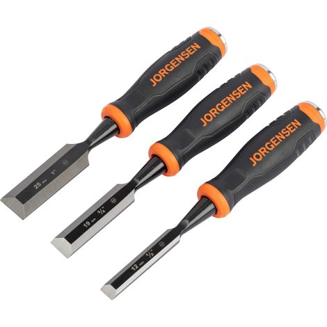 Pony Jorgensen 3-Piece Woodworking Chisel Set with Durable Steel Blades and Comfortable Handles
