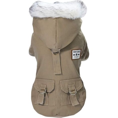Vêtements pour Chien Manteau épaissi Hoodies vêtements de Travail Chien Uniforme Militaire armée Pull Veste en Coton pour Petit Chien Chien Moyen Chat (Marron,XXL) (1/5)