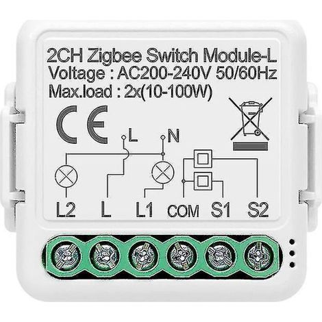 Tuya2CH Drahtloses Zigbee 3.0 Einweg-Lichtschalter-Dimmermodul (1/5)