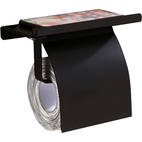 Sollbry Toilettenpapierhalter, Edelstahl-Toilettenpapierhalter mit Telefonhalter-Wandhalterung (mit Abdeckung) (1/3)