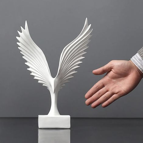 Exquisito adorno de réplica con diseño de ala en forma de exhibición, modelo decorativo para sala de estar.