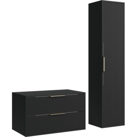 Mobile sottolavabo Rimini 60 cm – Nero opaco – Mobili da bagno con colonna