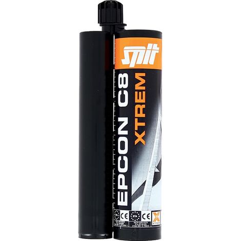 Spit – Résine époxy pour scellement chimique 450 ml – Support brique pleine et béton fissuré – Agréments sismiques et feu – Couleur gris