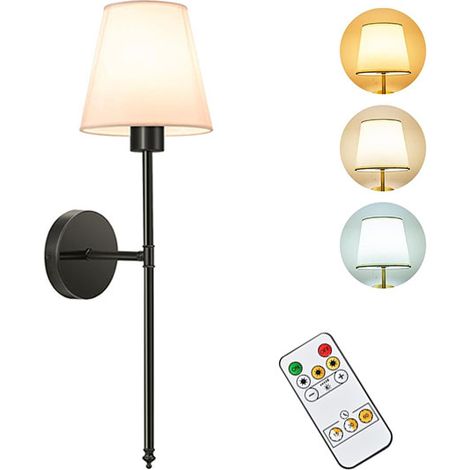 lampe murale noire sans câblage de chevet chambre à coucher housse en chargement fil intensité variable Tissu (1/5)