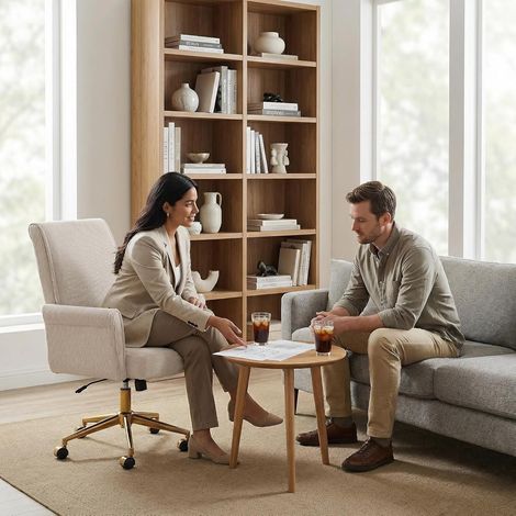 Chaise de bureau pivotante et réglable – Dossier mi‑haut, revêtement rayé, design ergonomique – Choix idéal pour le travail (1/5)