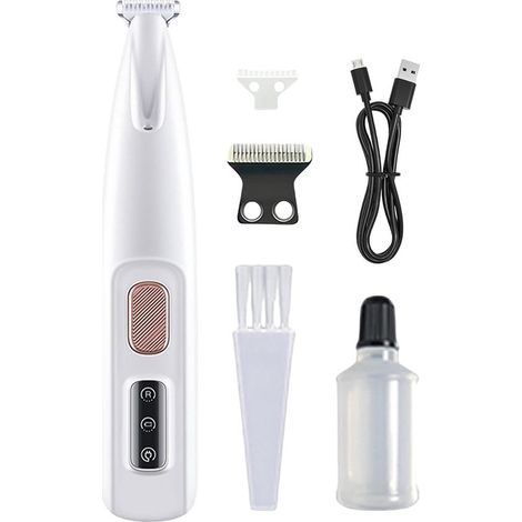 Leiser, kabelloser Haustiertrimmer Hunde und Katzentrimmer Wasserdicht mit LED Licht (IPX7) 180 Minuten Akkulaufzeit Sicher und schonend Inklusiv