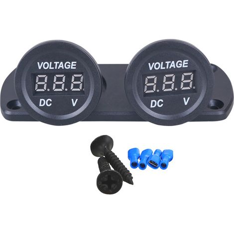 Voltmetro digitale a LED per auto con doppio display, indicatore di tensione 6-35V per camion, SUV, imbarcazioni e imbarcazioni a 12/24V. (1/5)