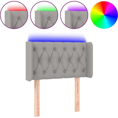 Tête de lit à LED Hauteur Réglable pour Chambre Tissu Gris Clair 83 x 16 x 78/88 cm, 7.2kg (1/5)