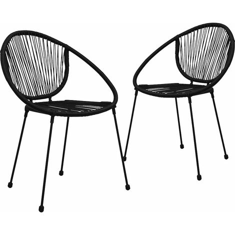 vidaXL Chaises de jardin lot de 2 PVC Rotin Noir (1/4)