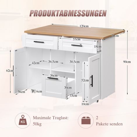 Chariot de cuisine nordique avec roulettes pivotantes 360°, étagère tiroirs porte-serviettes, plateau pliable, fermeture silencieuse, 54x35x88cm
