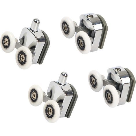 Ensemble de roulettes pour porte de douche 4 pièces deux roues ovale papillon 23 mm roues de rechange pour portes coulissantes de salle de bain fixation facile (1/4)