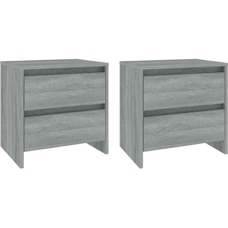 Maison Exclusive - Mesita noche 2 uds madera ingeniería gris Sono (1/5)