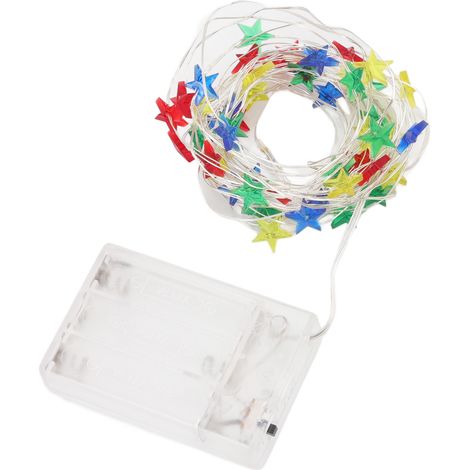 2 guirlandes lumineuses LED pentagramme à piles, guirlande d'étoiles féériques, décorations de fête, 5 m, multicolores (1/5)