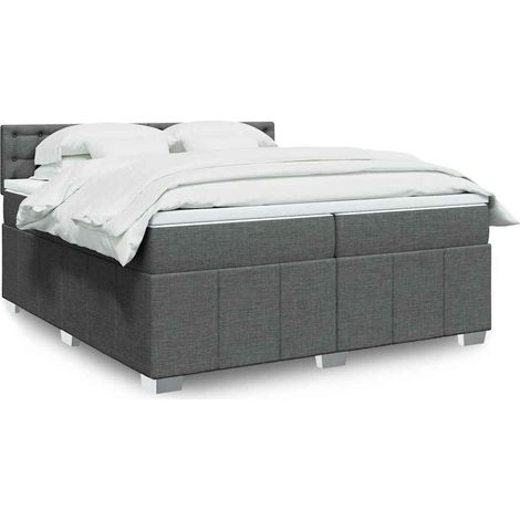 vidaXL Sommier à lattes de lit avec matelas Gris foncé 200x200cm Tissu (1/5)