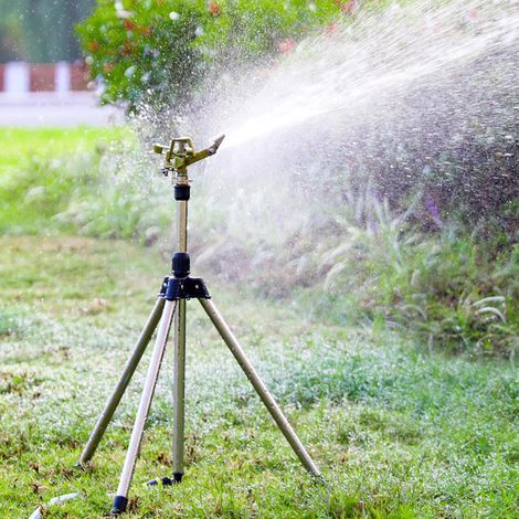 Arroseur sur Trépied,Arroseur Oscillant,Pistolet arrosage Jardin,Arroseur de Jardin sur trépied télescopique en Laiton,Rotatifs Automatiques À 360 Degrés pour Cour, Jardin, pelouse (Vert) (1/5)