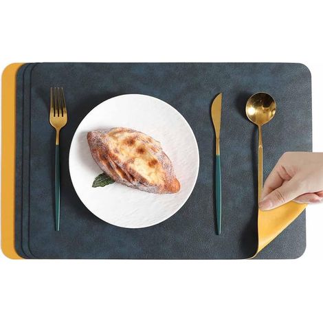 Sets de table lavables, épais et rectangulaires, résistants à la chaleur, imperméables, antidérapants et faciles à nettoyer. Conviennent pour la cuisine, les tables basses et les tables à manger. Lot 