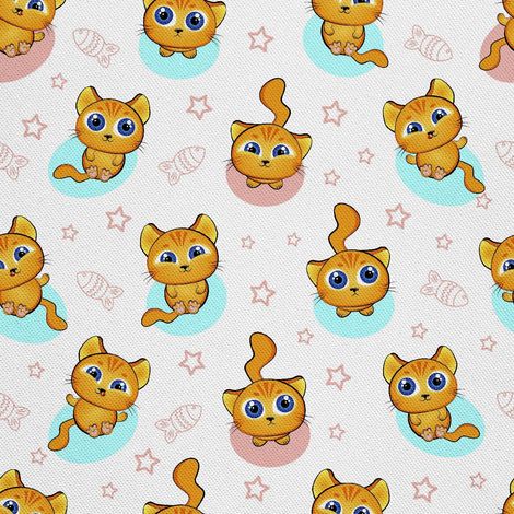 Telas decorativas para exteriores estilo oxford con motivos de gatos, estrellas y corazones. (1/5)