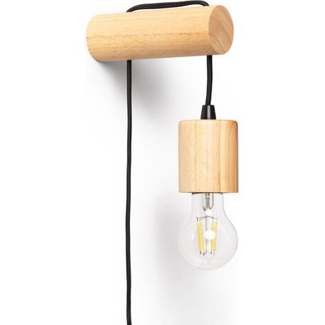 – Lampe murale applique de salle de bain en bois torse naturel – Dimensions 190x60x160mm – Ampoule E27 – Protection IP20 pour intérieur (1/5)