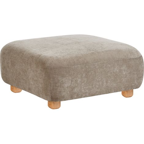 Otomana de tela asiento reposapiés rectangular patas de madera repelente al agua moderno beige Amli