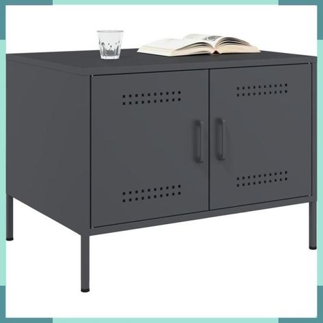 843032 Table basse anthracite 68x50x50,5 cm acier (1/5)