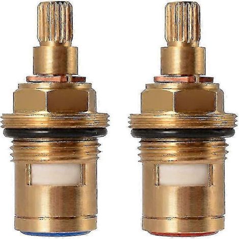 Paire de cartouches de rechange en laiton avec disque et tige en céramique pour mitigeur de robinet d'eau chaude et froide G1/2" pour robinet de salle de bain et de cuisine (1/5)