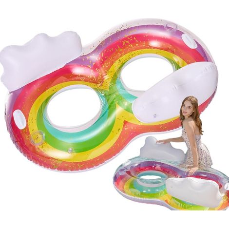 royaluxe -Bouées de Natation pour Adultes, bouée de Natation Gonflable - Flotts Arc-en-de Piscine multifonctionnels - Flotts de Natation Mignons pour Deux Personnes, Aides à la Natation épaisses (1/5)